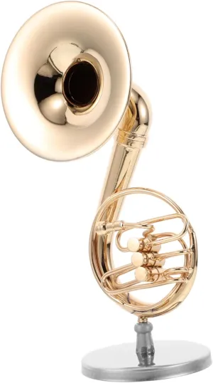 Miniature Brass Gold Plated French Horn Model Realistic Dollhouse Musical Instrument Decoration Present for Collectors and Music Lovers Compact Design for Display Music Rooms