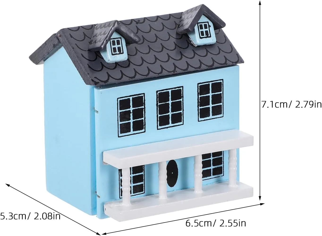 Miniature House Model Kit 3D Wooden Dollhouse DIY Doll House Craft Model Adorable Mini Dollhouse Decorative for Home Garden, Blue