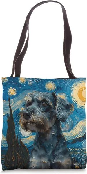 Miniature Schnauzer Van Gogh Style Graphic Tote Bag
