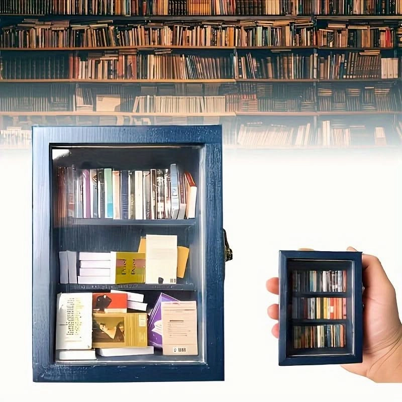 Miniature Aluminum Alloy Bookshelf – Multi-Compartment Organizer for Dollhouses