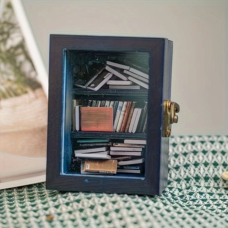 Miniature Aluminum Alloy Bookshelf – Multi-Compartment Organizer for Dollhouses