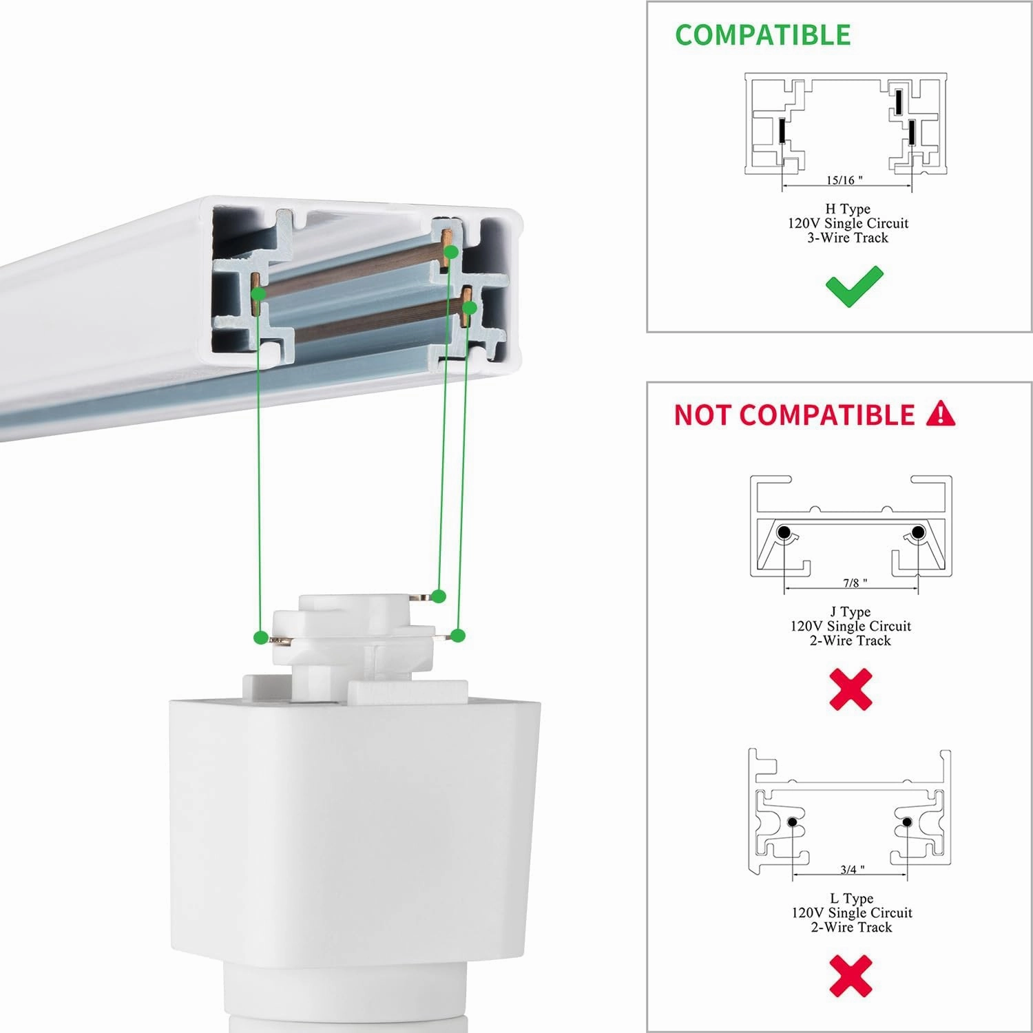 mirrea H Type LED Track Lighting Heads, Track Light Head with 24° to 60° Adjustable Beam Angle, 13.5W 90 CRI 3000K Warm White Painted, White Pack of 3