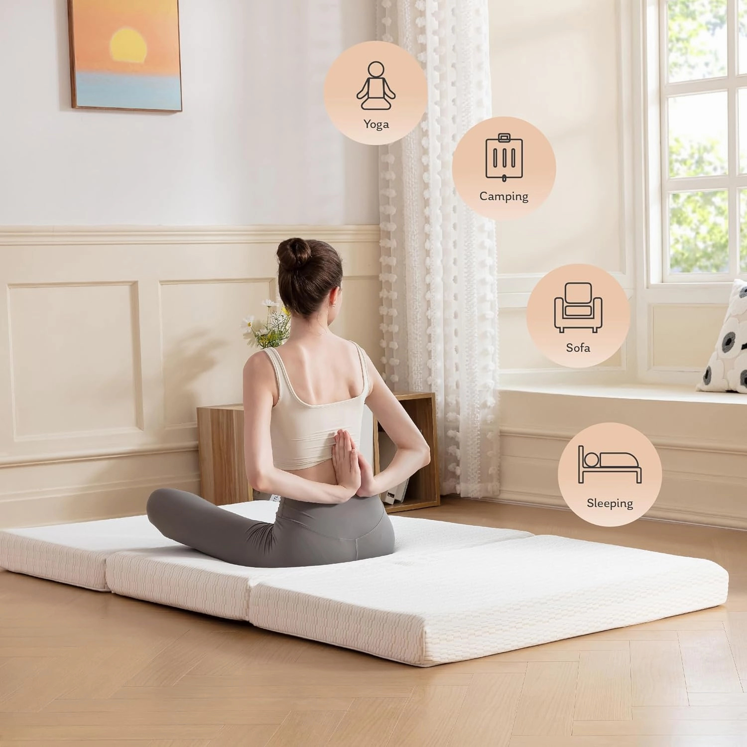 MLILY Folding Mattress, 3 inch Twin Tri-fold Memory Foam Mattress, Foldable Mattress with Storage Bag and Washable Cover, Travel and Guest Mat, 75"×38", White