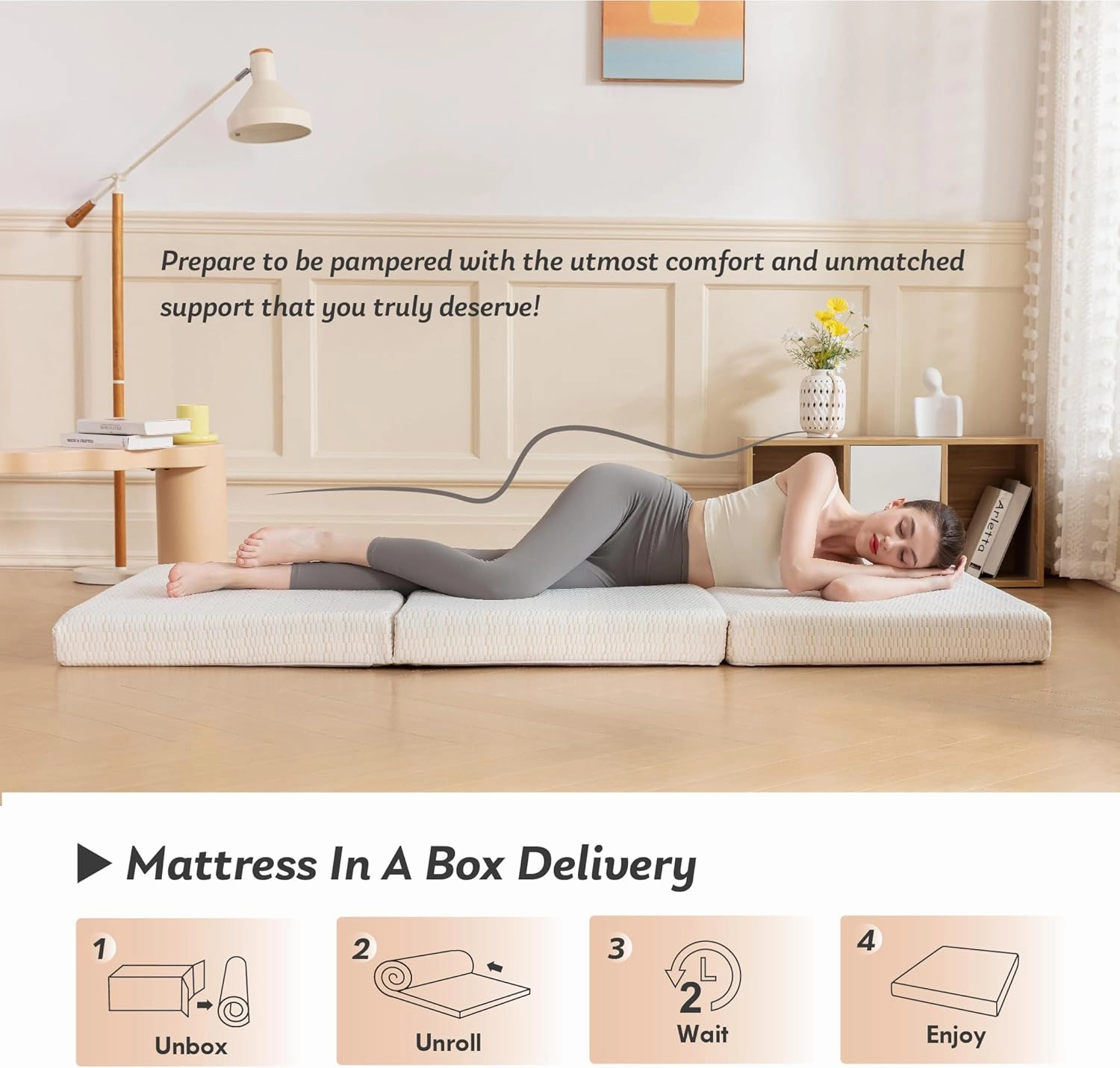 MLILY Folding Mattress, 3 inch Twin Tri-fold Memory Foam Mattress, Foldable Mattress with Storage Bag and Washable Cover, Travel and Guest Mat, 75"×38", White