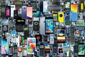 Mobile Mayhem Cell Phone Collage Puzzle for Adults and Kids | Difficult 1000 Piece Jigsaw Puzzle Toy | Brain Teaser Activity for Game Night | 28 x 20 inches