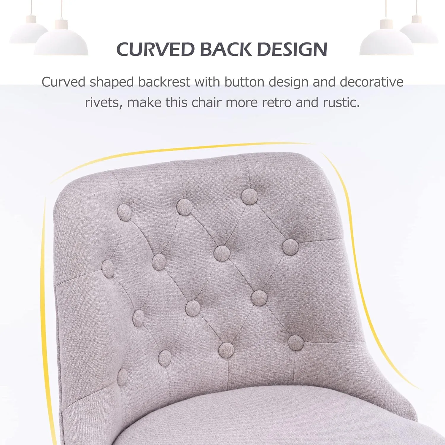 Modern Swivel Bar Stools Set of 2, Upholstered Counter Stools with Tufted High Back and Wood Legs Kitchen Stools Rivet Trim for Home/Restaurant, Light Beige