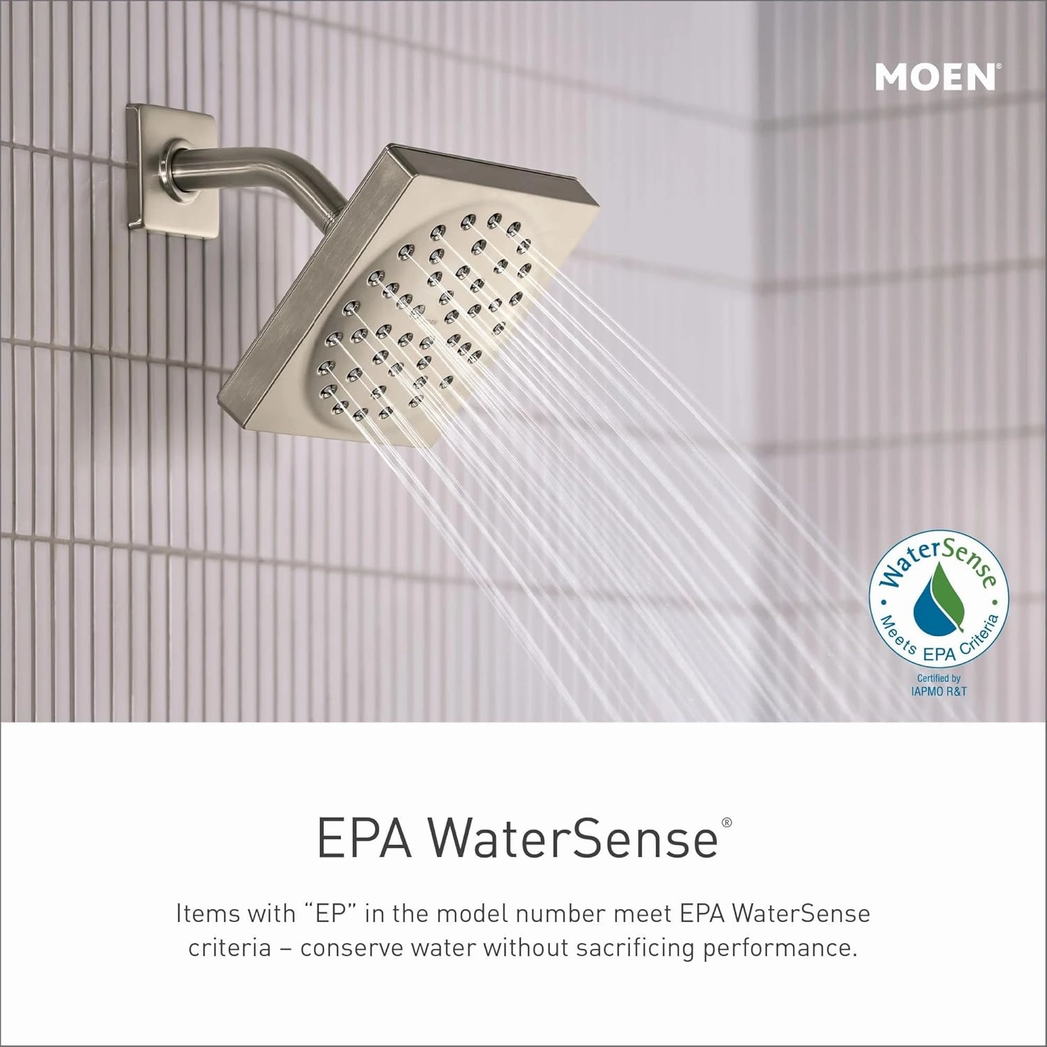 Moen Eva Brushed Nickel Posi-Temp Shower Faucet Trim with Eco-Performance Rain Showerhead and Shower Lever Handle, Valve Required, T2232EPBN