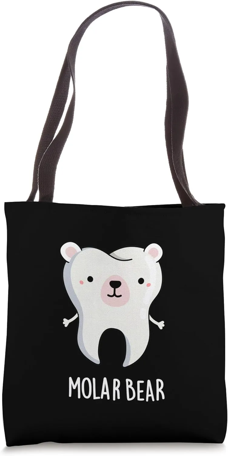 Molar Bear Funny Tooth Pun Tote Bag