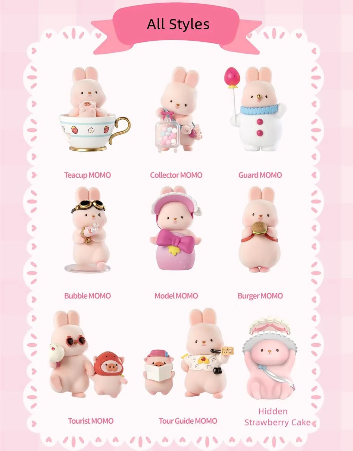 Momo Bunby Rabbit Strawberry Town Series Blind Box Figures 1PC Random Collection Blind Bags Cute Birthday Gifts