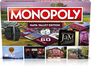 Monopoly Board Game - Napa Valley Edition: 2-6 Players Family Board Games for Kids and Adults, Board Games for Kids 8 and up, for Kids and Adults, Ideal for Game Night