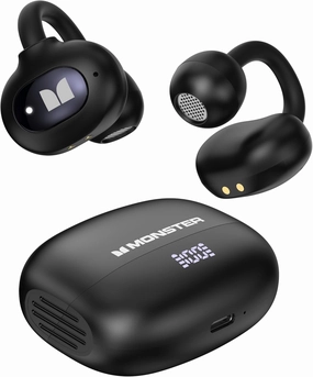 Monster Open Ear AC339 Earbuds, Bluetooth 6.0 Earphones Stereo Sound, Open Ear Clip Wireless Earbuds 40 Hours Playback, with Smart Digital Display Design, Touch Control, IPX6 Waterproof