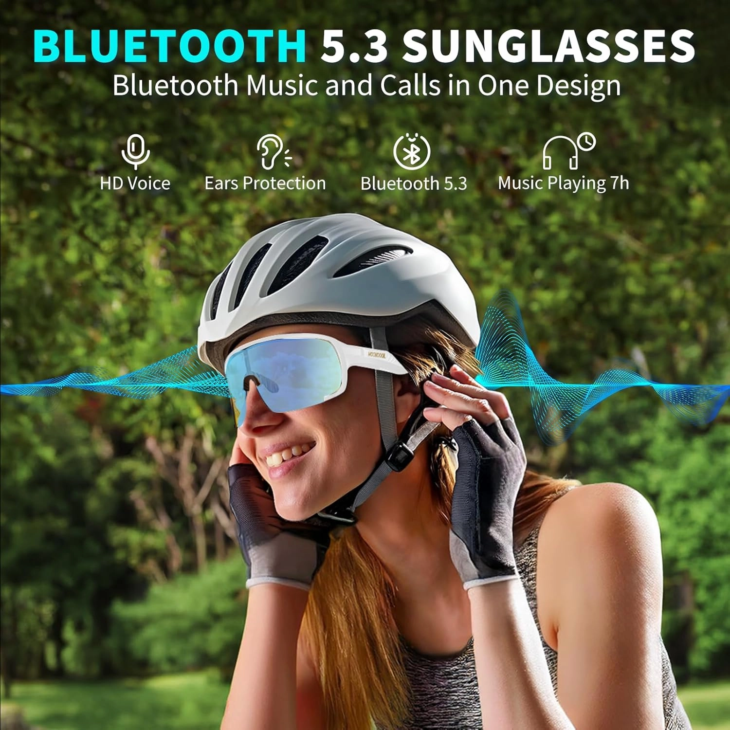 MOONCOOL Bluetooth Cycling Sunglasses, Polarized Smart Glasses for Men Women UV400 Protect Audio Sunglasses Outdoor Glasses