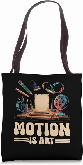 Motion Is Art Animation Draw Sketch Animate Storytelling Tote Bag