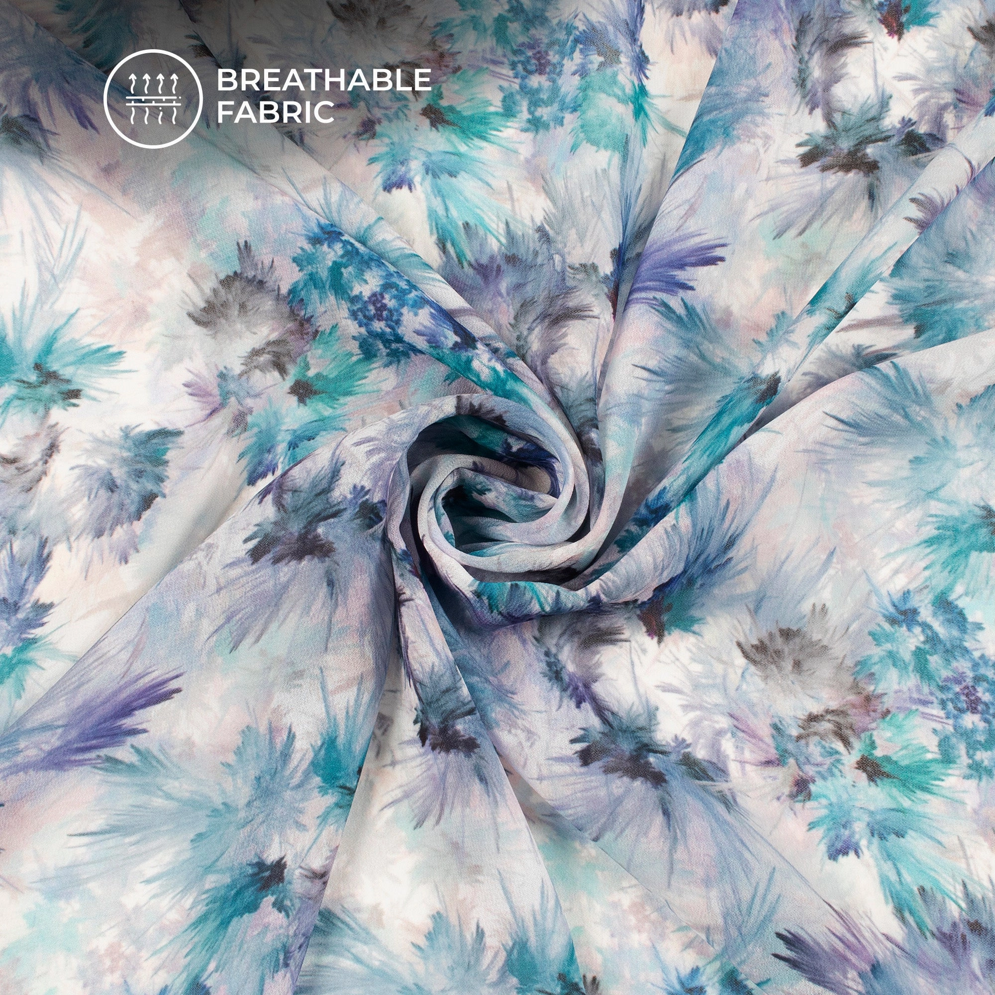 Multi-Color Floral Digital Print Lightweight Georgette Fabric