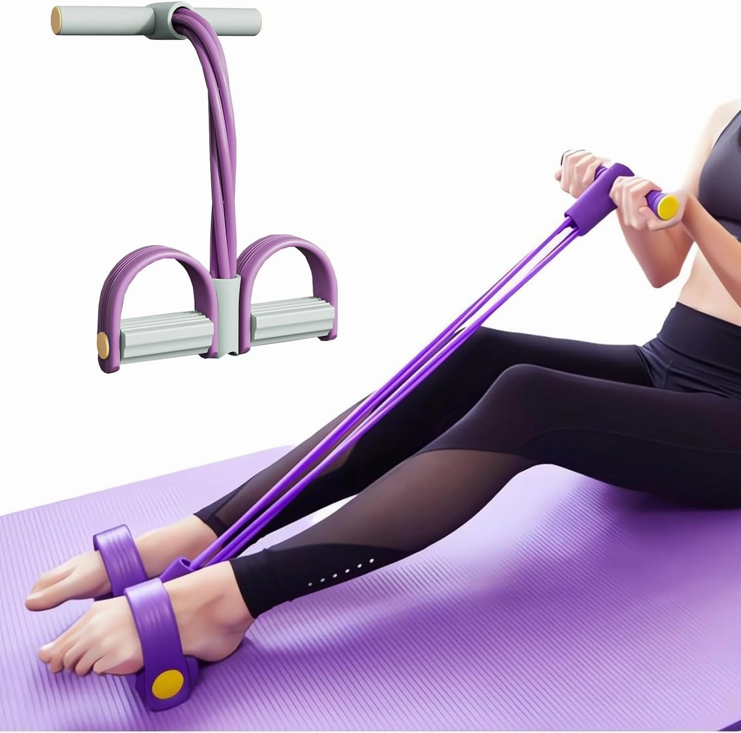 Multifunction Tension Rope,4/6 Tube Pedal Ankle Puller, 2025 Upgrade Stretch Bands for Exercise Sit Up Exercise Equipment,for Abdomen/Waist/Arm/Leg Stretching Slimming Training