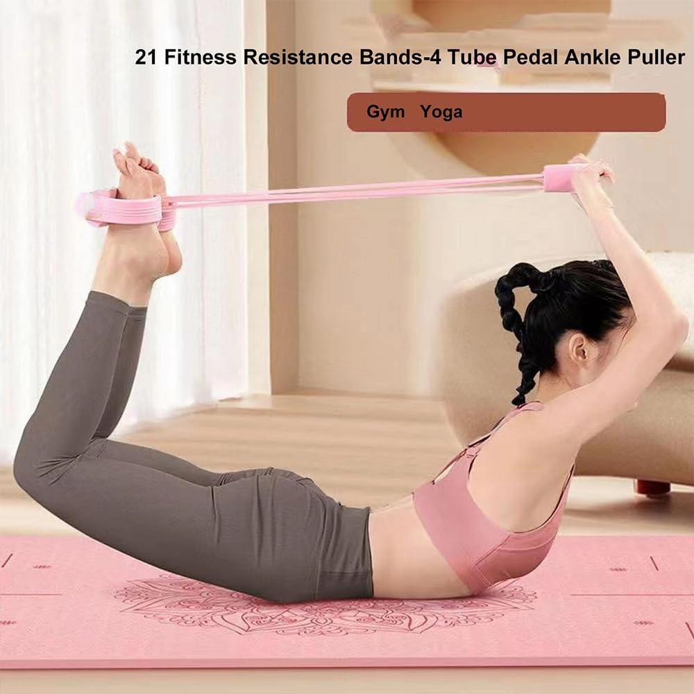 Multifunction Tension Rope,4/6 Tube Pedal Ankle Puller, 2025 Upgrade Stretch Bands for Exercise Sit Up Exercise Equipment,for Abdomen/Waist/Arm/Leg Stretching Slimming Training