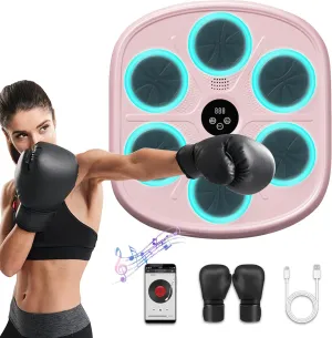 Music Boxing Machine for Adults,Music Punching Machine Wall Mounted with Gloves,Bluetooth Smart Boxing Workout Equipment for Home, Office, Gym,9 Modes & 9 Speeds
