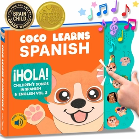 Musical Spanish Books for Kids 1-3, Spanish English Toys for Babies & Toddlers 1-3, Baby & Toddler Spanish Books, Bilingual Learning Toys 1 Year Old, Libros Infantiles en Español