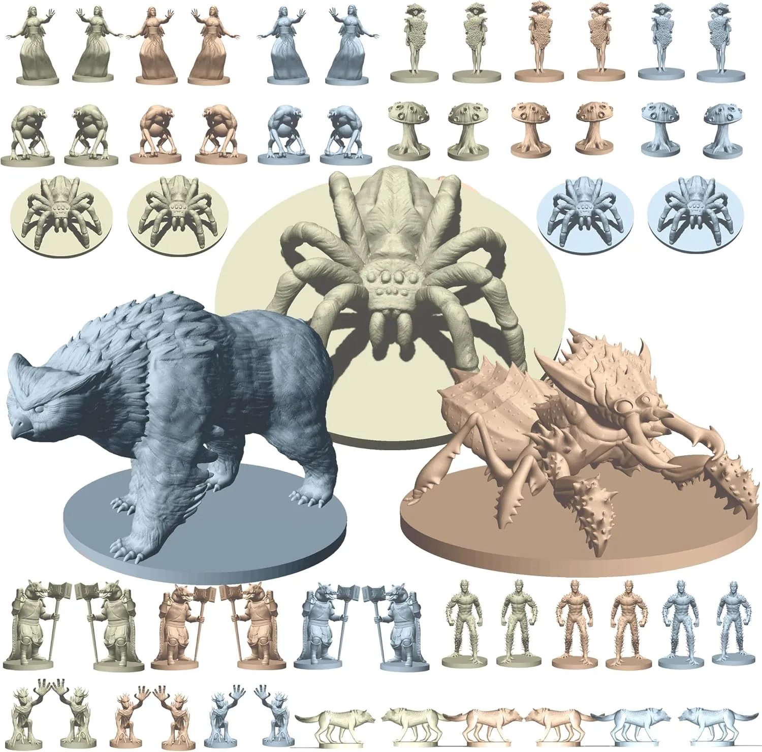 Mythical Heroes Forest/Swamp Edition - 90 Pcs in 16 Designs - Mini Figure Set for RPGs - Creatures and Monsters - Suitable Size for DND