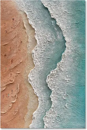 NANKAI Art Hand Painted Beach Ocean Wave Landscape Oil Painting Modern Abstract Canvas Art Mural Family Wall Art Deco 45x30 inches
