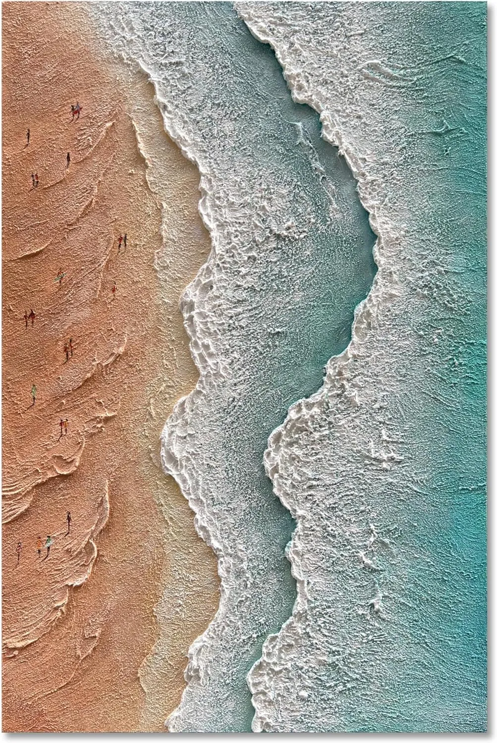 NANKAI Art Hand Painted Beach Ocean Wave Landscape Oil Painting Modern Abstract Canvas Art Mural Family Wall Art Deco 45x30 inches