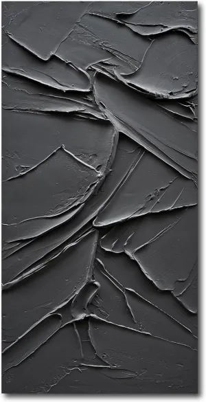 NANKAI Art Hand Painted Black Canvas Wall Art 48x24 inch abstract Modern oil painting Contemporary Textured Wall art Minimalist artwork Home decor