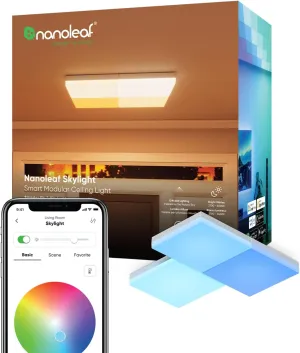 Nanoleaf Smart Ceiling Light, RGBCW LED Ceiling Lights Work with Alexa, Flush Mount Light Fixture with 16M  Colours & Dynamic Scenes, 2700K-6500K Dimmable, Music Sync, Skylight 3PK