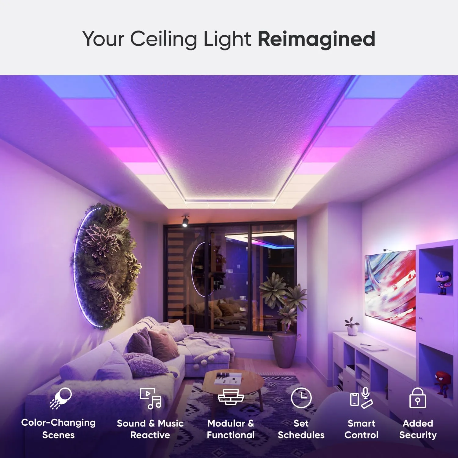 Nanoleaf Smart Ceiling Light, RGBCW LED Ceiling Lights Work with Alexa, Flush Mount Light Fixture with 16M  Colours & Dynamic Scenes, 2700K-6500K Dimmable, Music Sync, Skylight 3PK