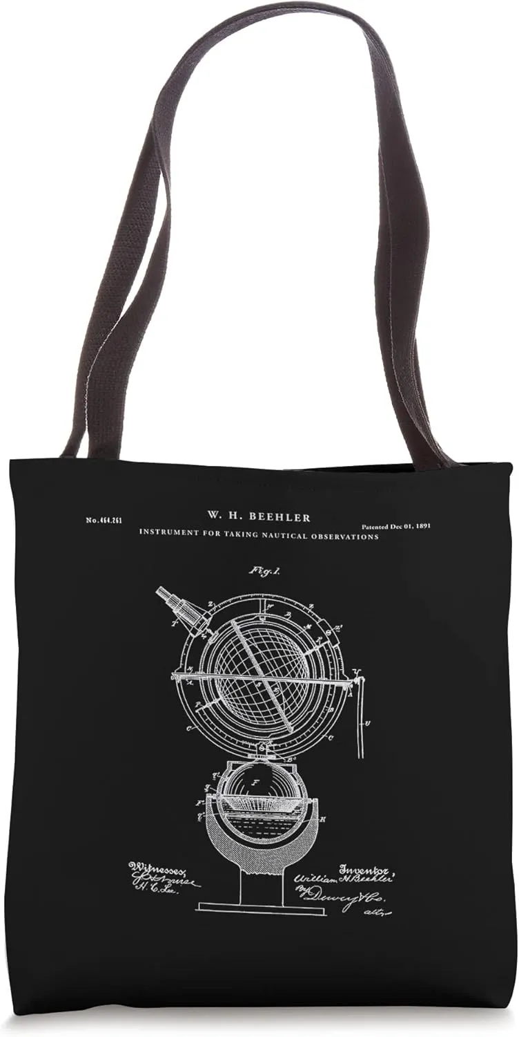 Nautical Observation Patent- navy Tote Bag