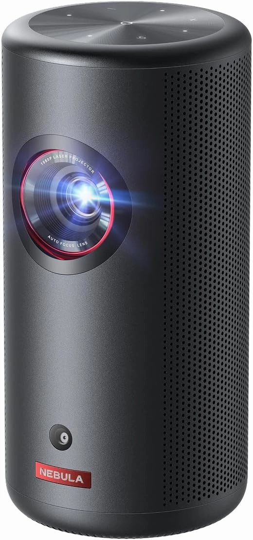 NEBULA Capsule 3 Laser Projector, Upgraded with Google TV and Official Netflix, Mini Smart TV Projector with Wi-Fi, Outdoor Portable Projector, Dolby Digital, 120-Inch Screen, 2.5H Built-In Battery