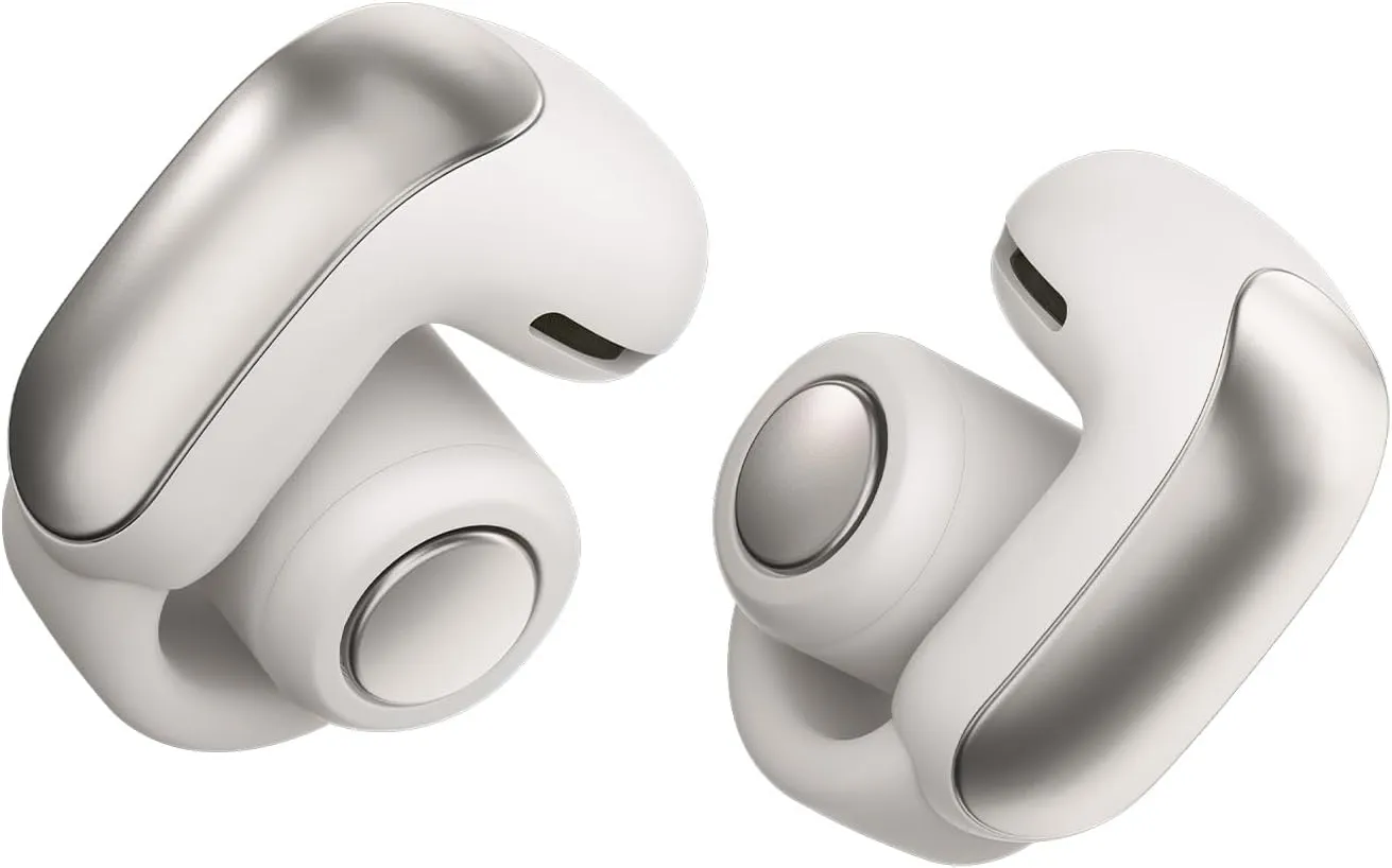 NEW Bose Ultra Open Earbuds with Immersive Audio, Open Ear Wireless Clip on Earbuds for Comfort, OpenAudio for Awareness, Up to 48 Hours of Battery Life, White Smoke (Renewed)