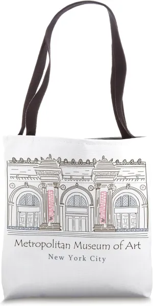 New York City, Metropolitan Museum of Art, USA, Hand drawing Tote Bag