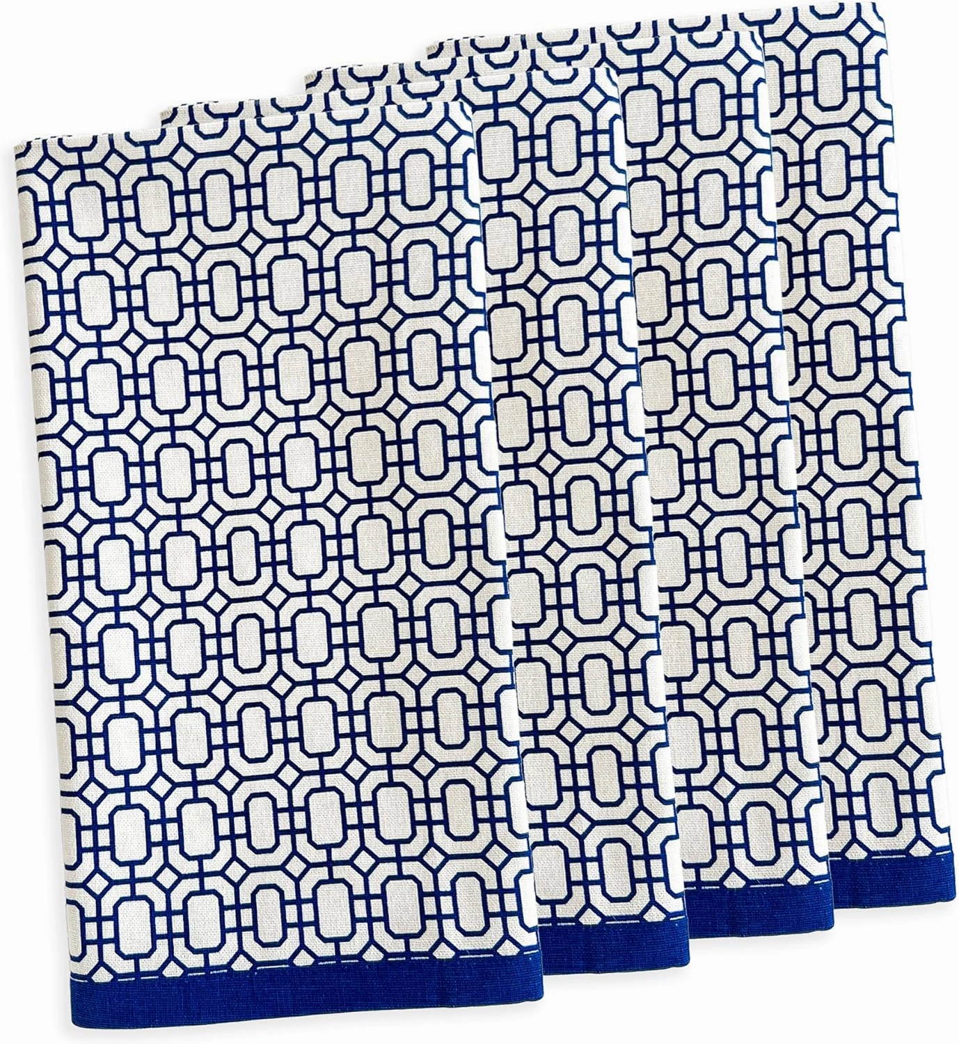 Newport Blue Dinner Napkins Set of 4 | 100% Cotton Cloth Set for Entertaining or Everyday Table | Perfect for Wedding, Birthday, Christmas Blue and White, 22 Inch Square
