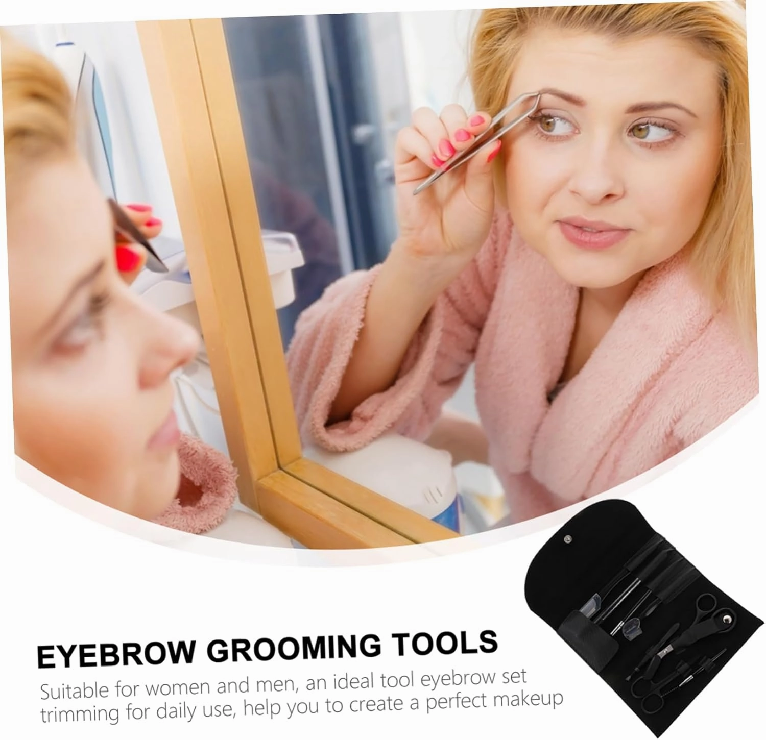 NOLITOY 2sets Men's Eyebrow Grooming Kit Razor Comb Scissor Tweezers Safe Skin-Friendly Stainless Steel Tools 8pcs*2