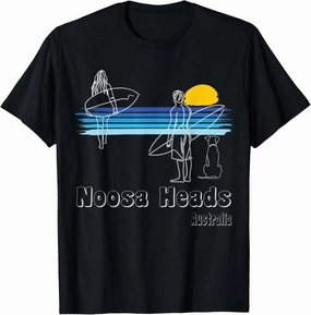 Noosa Heads Australia, Surfing Beach Surf Guy with Dog T-Shirt