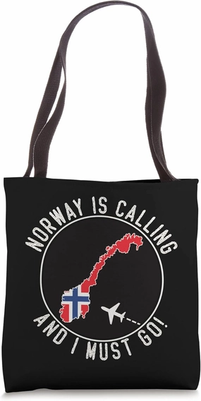 Norway Is Calling And I Must Go, Norwegian Flag Tote Bag