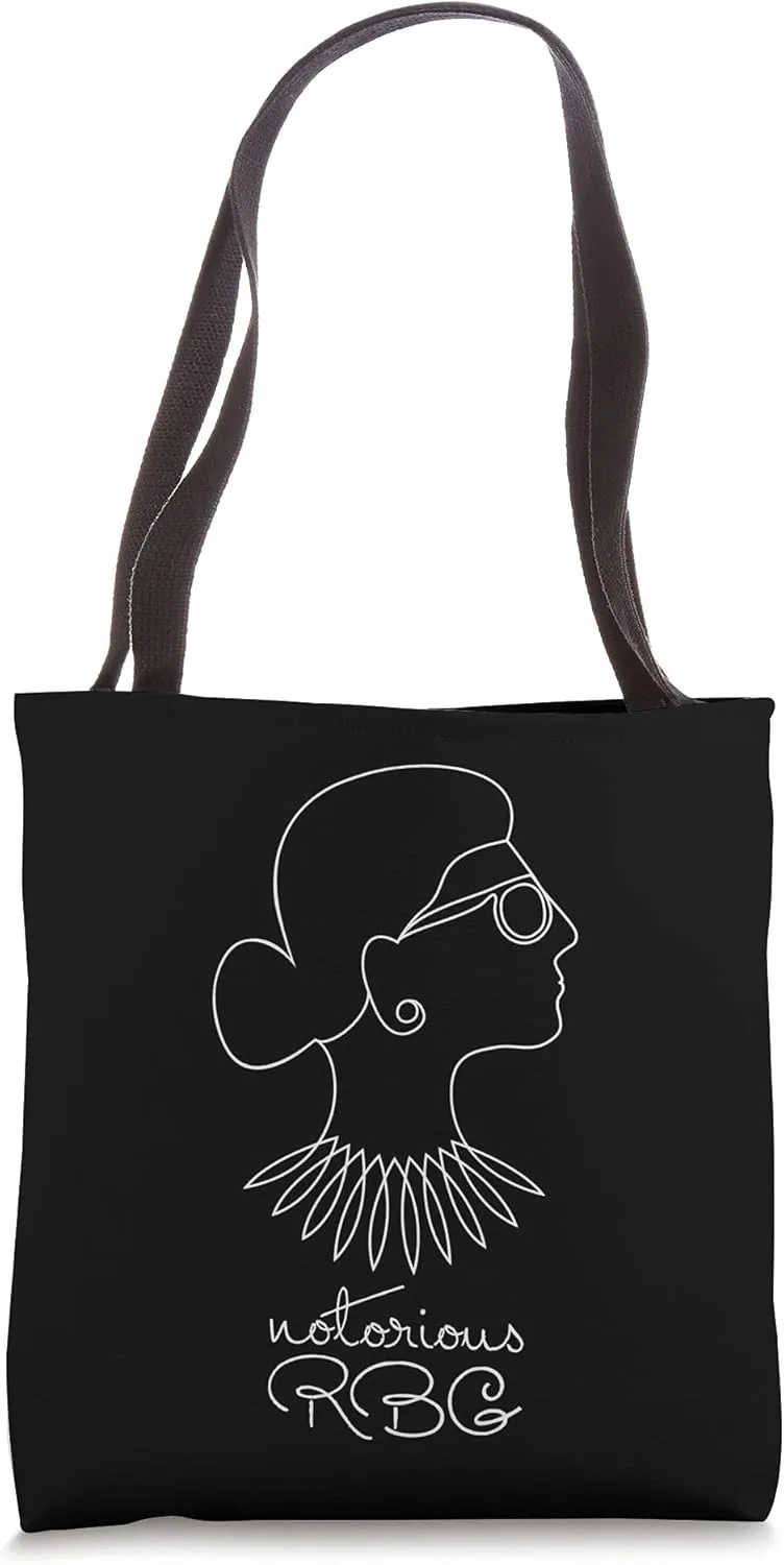 Notorious RBG Profile Collar Line Drawing Feminist Art Tote Bag