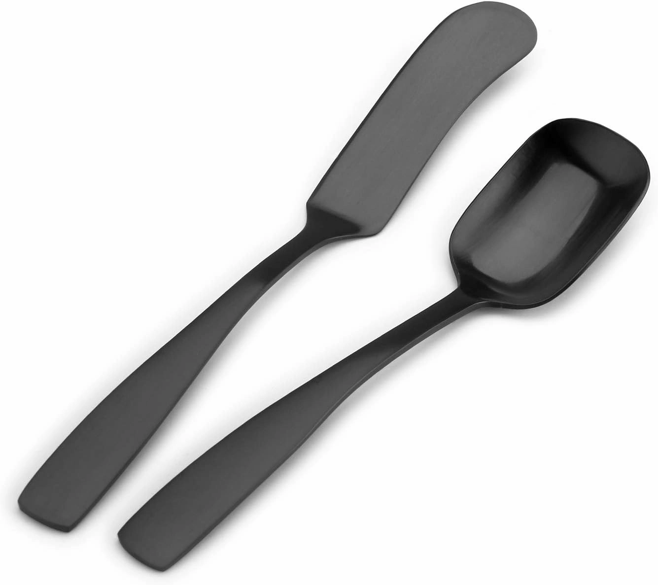 O.C.E. 5-Piece Matte Black Serving Flatware Silverware Set, Utensil Set of Stainless Steel, Satin Finish, Hostess Tableware Serving Set, Dishwasher Safe