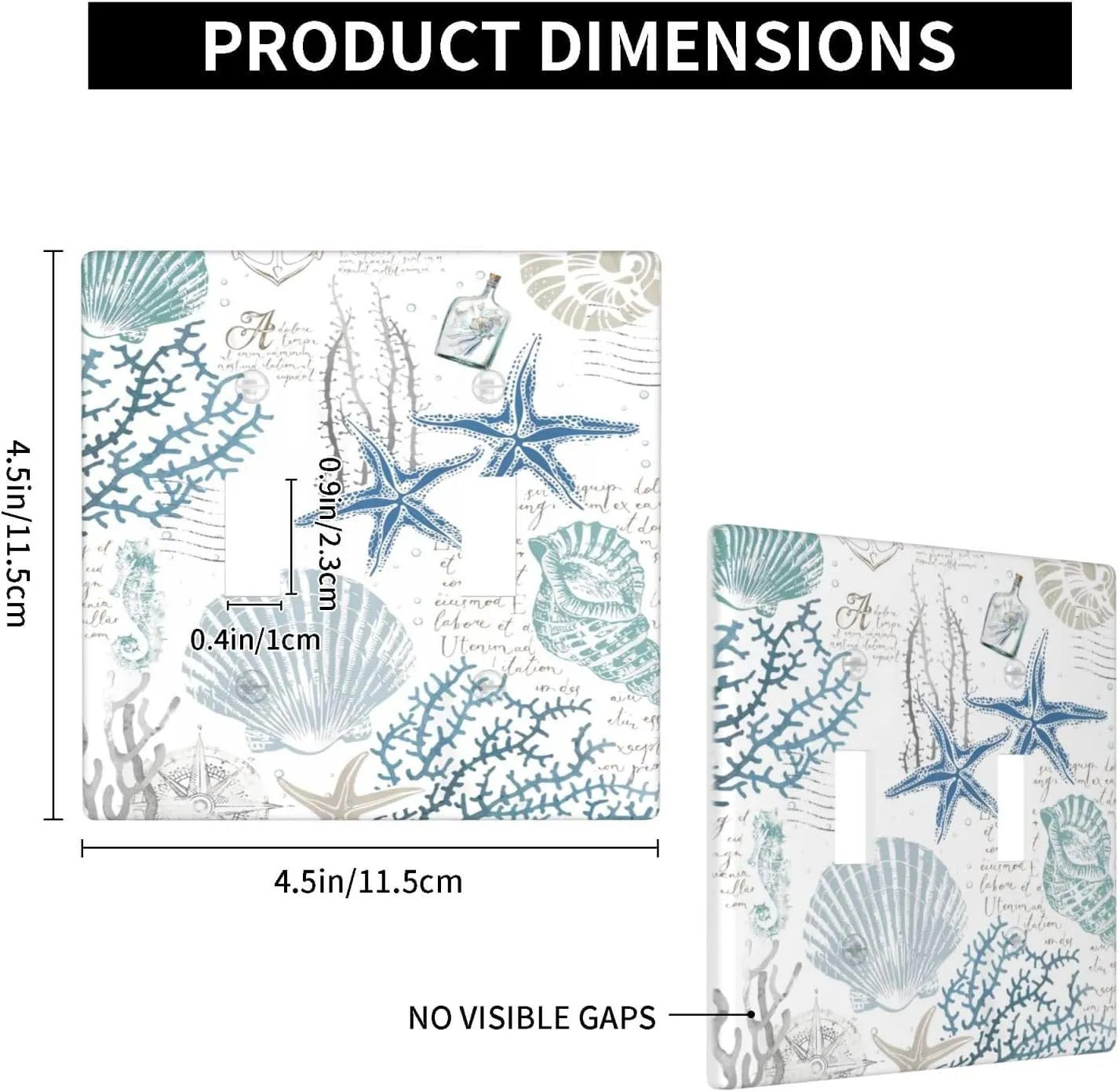 Ocean Beach Starfish Seashell 2 Gang Double Toggle Light Switch Plate Cover Decorative Nautical Coastal Coral Sea Switchplate Faceplate Electrical For Bedroom Bathroom Kitchen Accessories