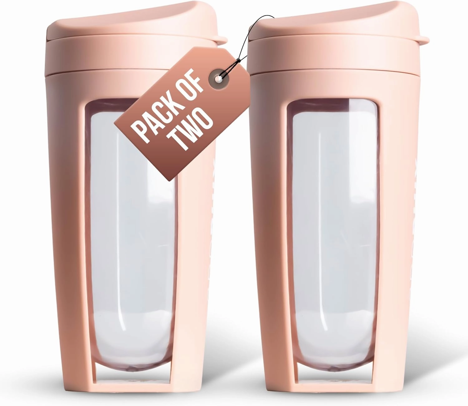 Odor-Free Fitness Bottle Flip Lid – Leakproof, Eco-Friendly, Easy Clean, Multi-Use Hydration Bottle – White, Chrome Rose Gold, Pink, Purple, Beige (Beige, Pack of 2)