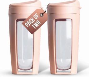 Odor-Free Fitness Bottle Flip Lid – Leakproof, Eco-Friendly, Easy Clean, Multi-Use Hydration Bottle – White, Chrome Rose Gold, Pink, Purple, Beige (Beige, Pack of 2)