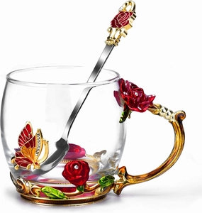 OEAGO Gifts for Mom Women Mothers Day Glass Coffee Enamels Mug Best Birthday Valentines Gifts for Her Girlfriend Wife from Daughter Son Valentine's Christmas Stocking Stuffers for Women Tea Cup