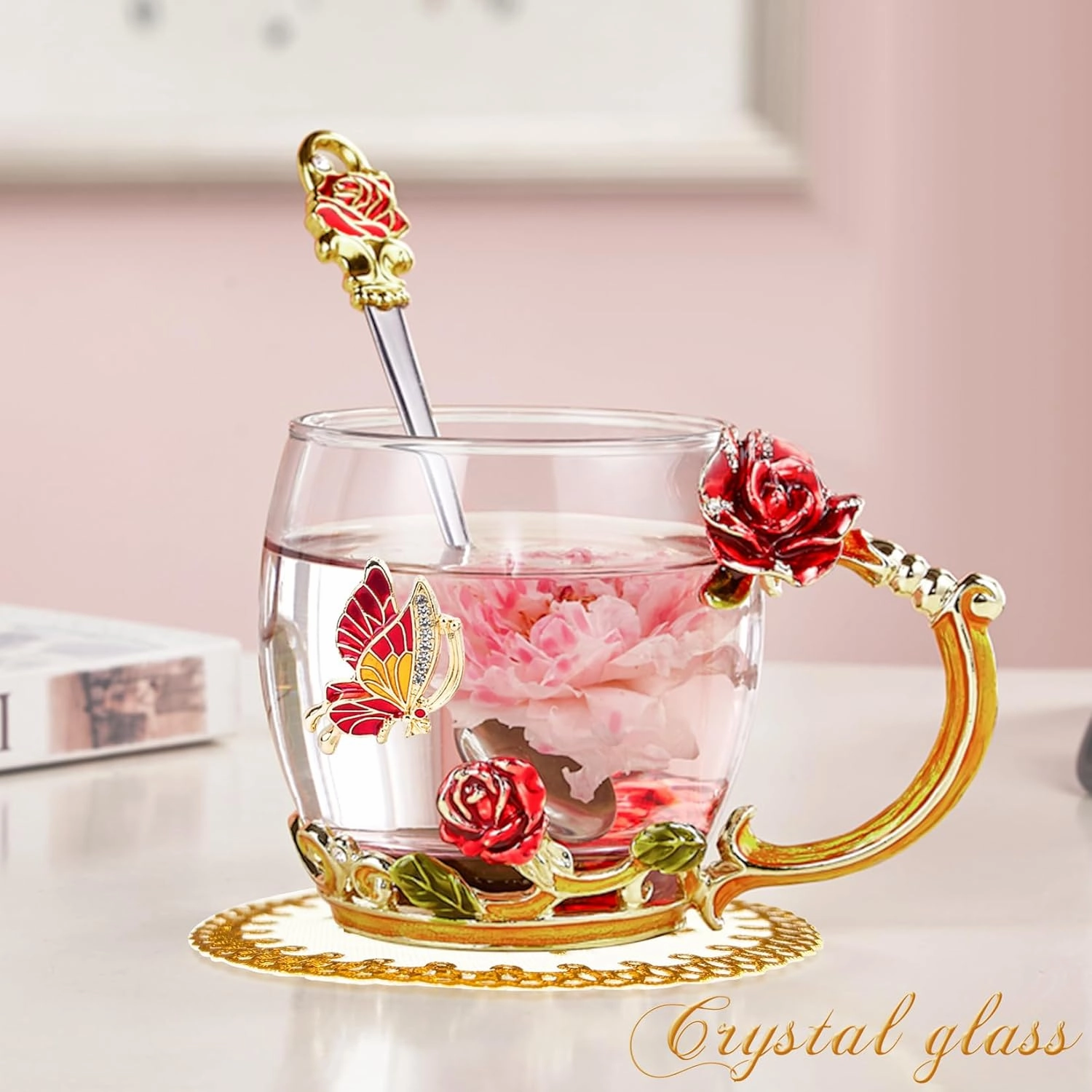OEAGO Gifts for Mom Women Mothers Day Glass Coffee Enamels Mug Best Birthday Valentines Gifts for Her Girlfriend Wife from Daughter Son Valentine's Christmas Stocking Stuffers for Women Tea Cup
