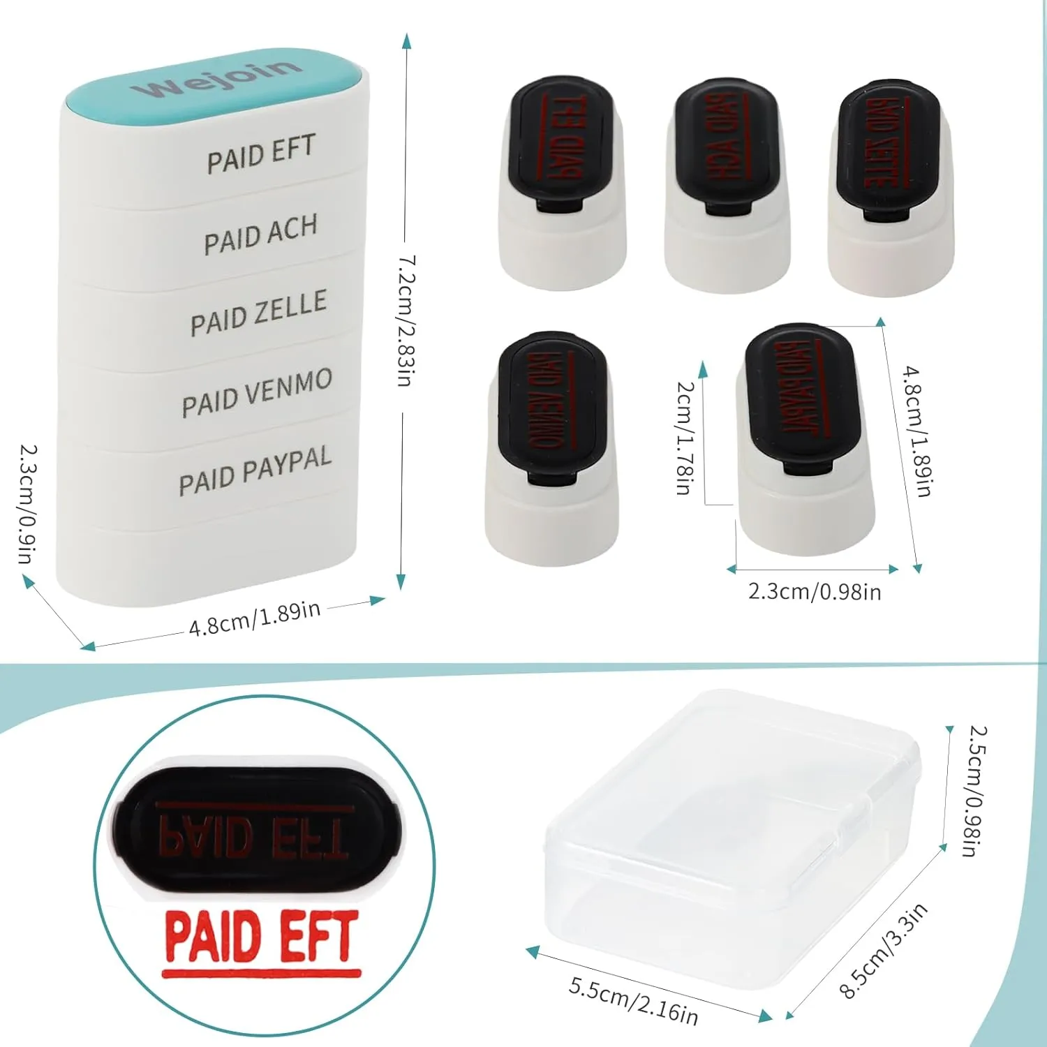 Office Paid Stamps Set - Paid Self Inking Rubber Stamp, PaidEFT/ACH/Zelle/VENMO/PAYPAL with Red Ink, Pre-Inked Stamper for 3rd Party Business, Bookkeeping, Ordering, Accounting, Work.