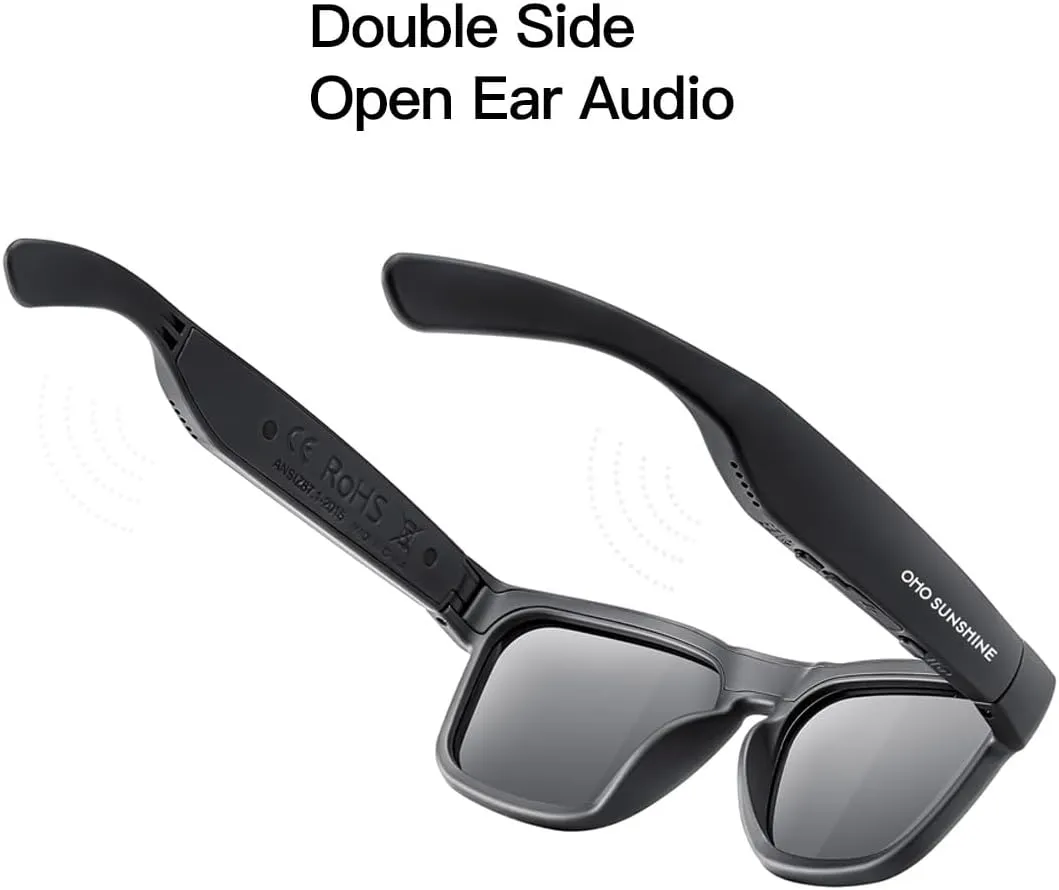 OhO Smart Glasses,Polarized Sunglasses with Bluetooth Speaker,Athletic/Outdoor UV Protection and Voice Control,Unisex(Grey Lens)
