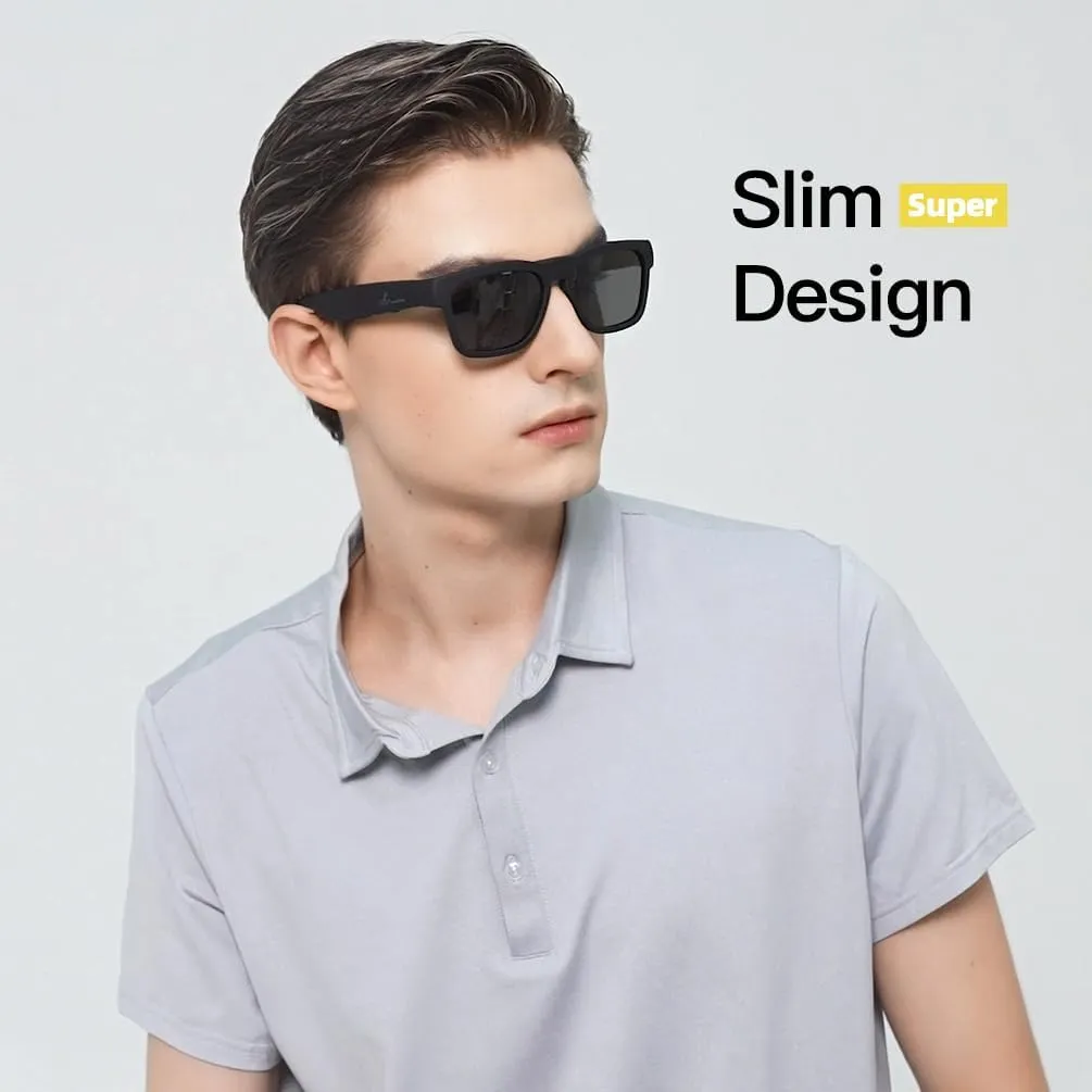 OhO Smart Glasses,Polarized Sunglasses with Bluetooth Speaker,Athletic/Outdoor UV Protection and Voice Control,Unisex(Grey Lens)