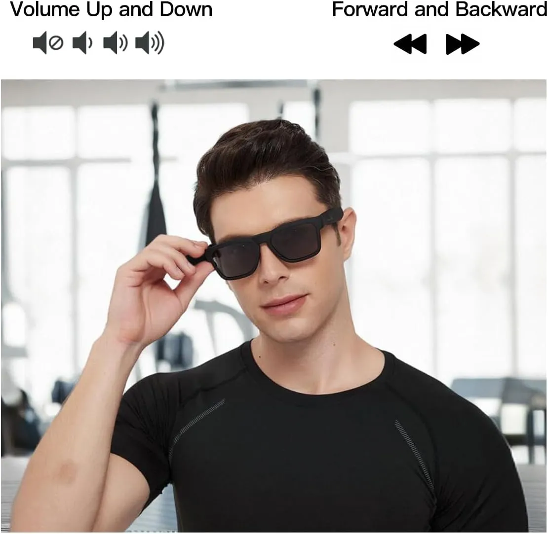 OhO Smart Glasses,Polarized Sunglasses with Bluetooth Speaker,Athletic/Outdoor UV Protection and Voice Control,Unisex(Grey Lens)