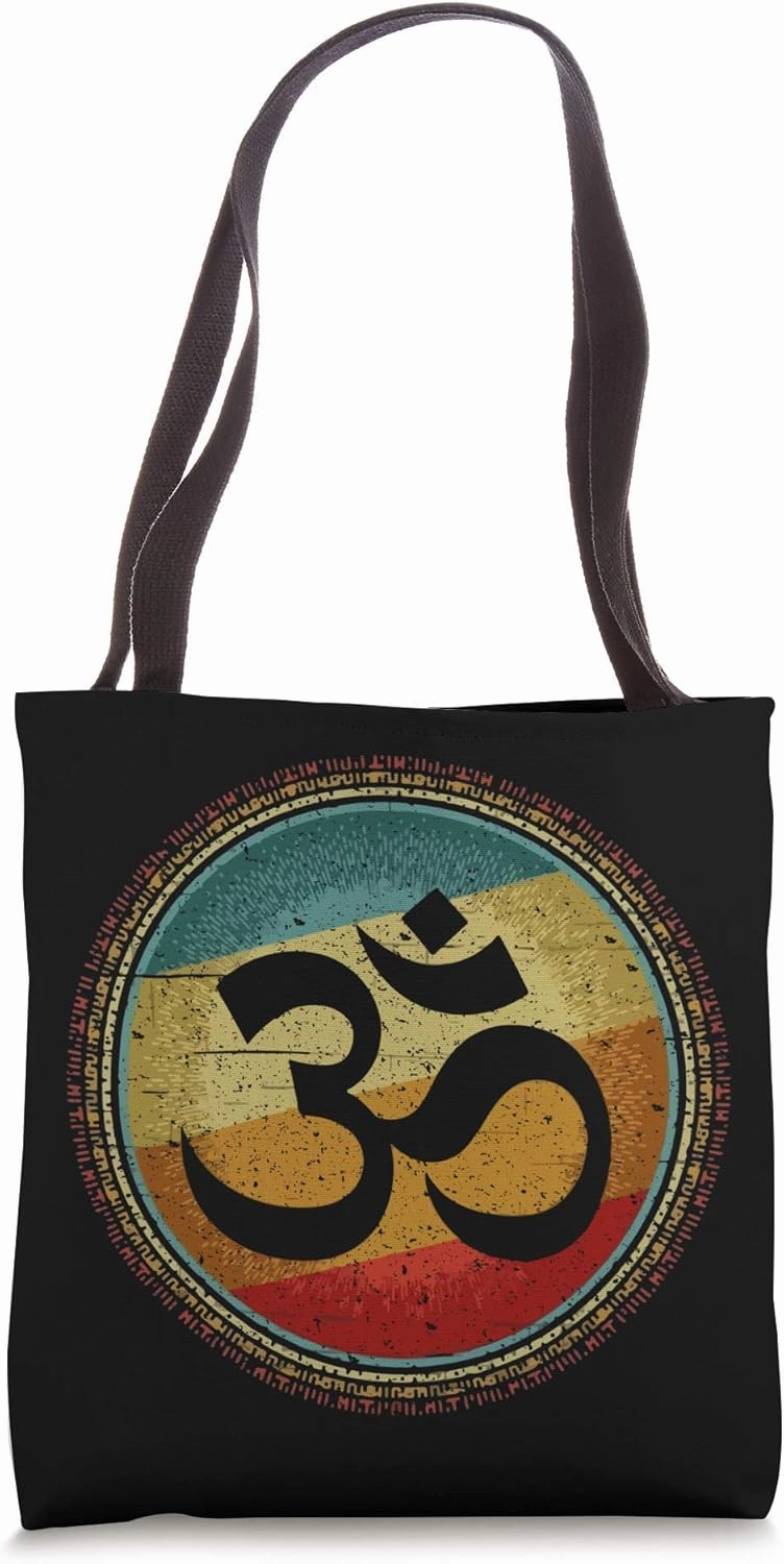 Om Ohm Symbol Retro Vintage 80s Style Meditation Yoga Tote Bag