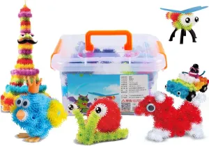 OMGOD 640pcs Building Sticky Blocks Connect Toys, Basic Mix Construction STEM Assembling Educational Interlocking Toys for Boy Age 3 4 5