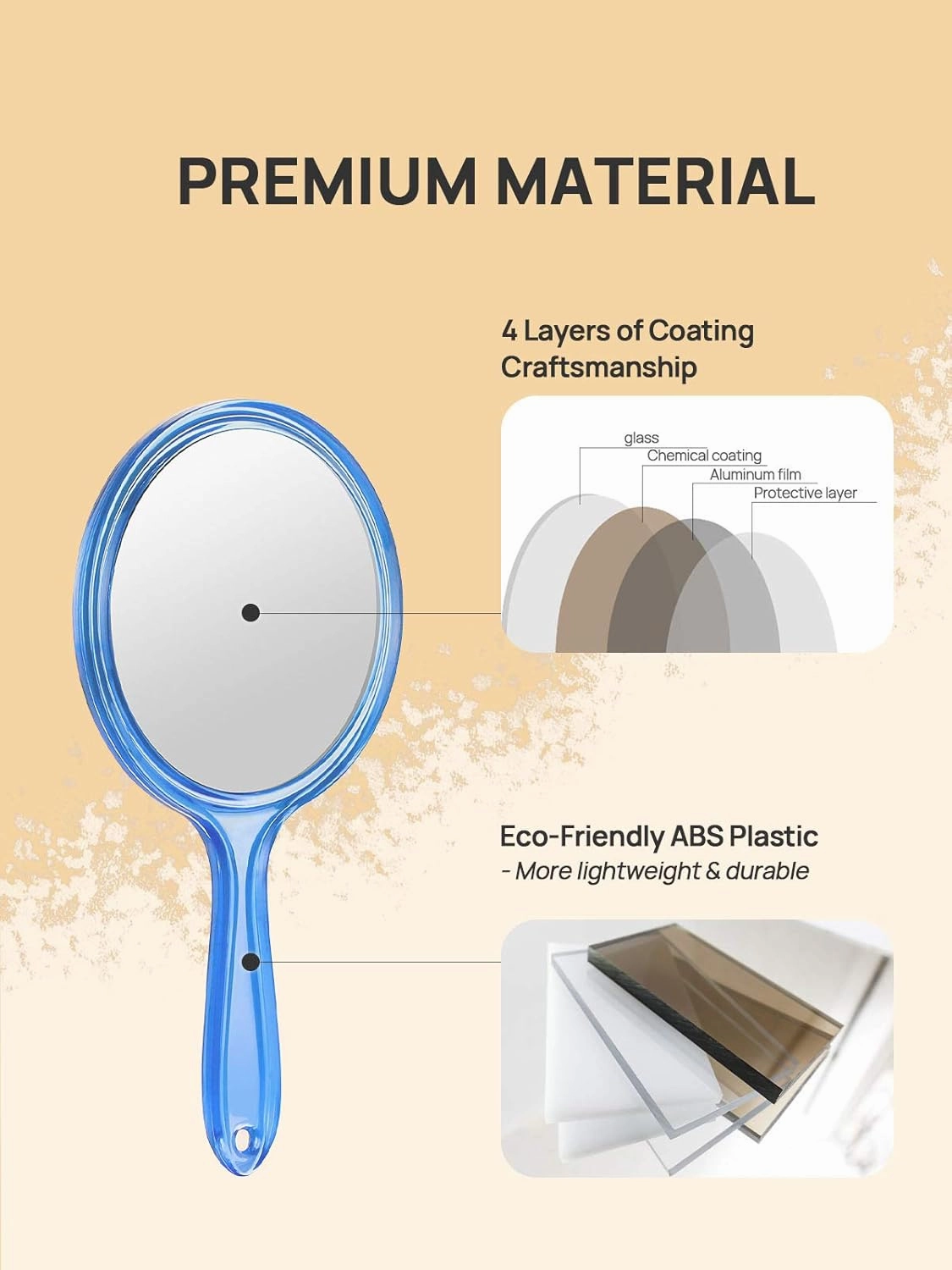 OMIRO Hand Mirror, Double-Sided Handheld Mirror 1X/3X Magnifying Mirror with Handle, Set of 12 (Mix Colors)